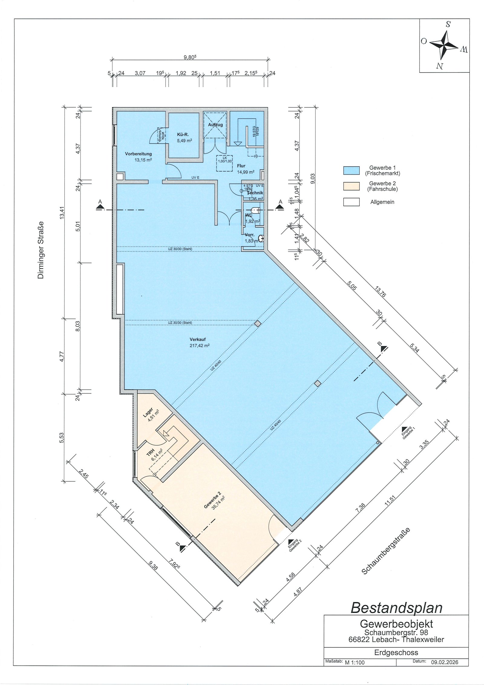 THALEXWEILER : GEWERBEOBJEKT ( ehem. Supermarkt ) an der B269 in Autobahnnähe !